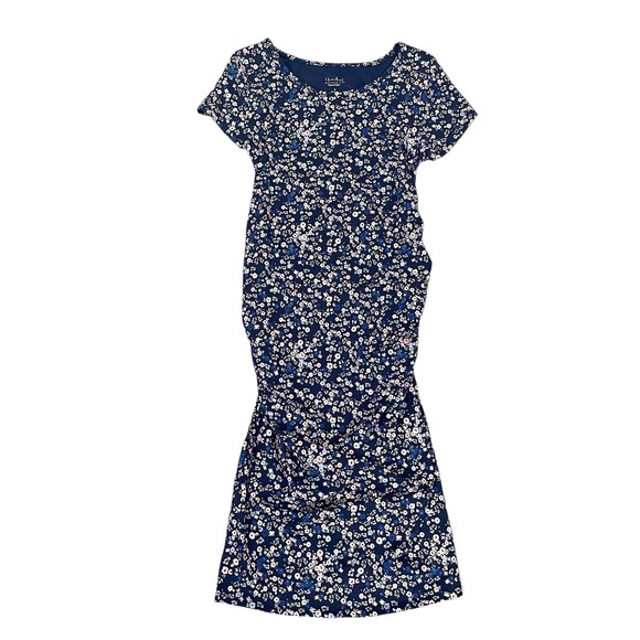 Isabel Maternity by Ingrid & Isabel Blue Floral Midi Dress - Picture 1 of 9